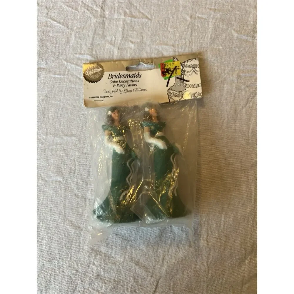 Vintage Wilton Cake Toppers Wedding NOS Bridesmaids Free Dress, Pack Of 2 - 5”